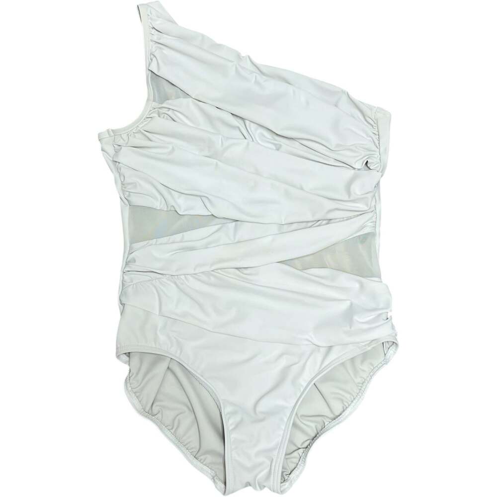 Miraclesuit Jena One Piece Swimsuit White Mesh Measures Size 10 12 Slimming